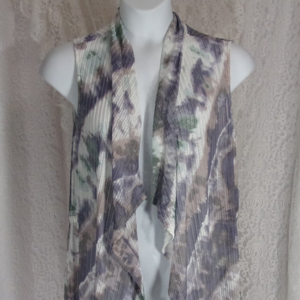 Cato Open Drape Waterfall Vest Unique Knit Lilac Blue Green Size Various